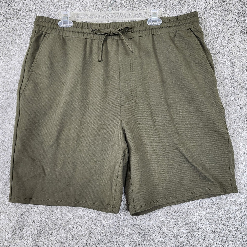 Rag & Bone Shorts Mens XL Green Sweat Knit Elastic Waist Drawstring Pockets
